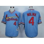 Men's St. Louis Cardinals #4 Yadier Molina Blue 1982 Turn Back The Clock Jersey