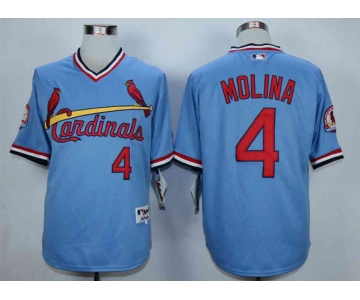 Men's St. Louis Cardinals #4 Yadier Molina Blue 1982 Turn Back The Clock Jersey