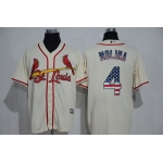 Men's St. Louis Cardinals #4 Yadier Molina Cream USA Flag Fashion MLB Baseball Jersey