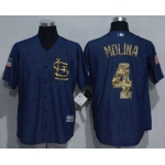 Men's St. Louis Cardinals #4 Yadier Molina Denim Blue Salute to Service Stitched MLB Jersey