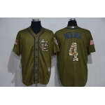 Men's St. Louis Cardinals #4 Yadier Molina Green Salute to Service Majestic Baseball Jersey