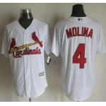 Men's St. Louis Cardinals #4 Yadier Molina Home White 2015 MLB Cool Base Jersey