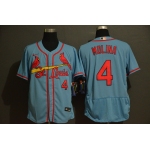 Men's St. Louis Cardinals #4 Yadier Molina Light Blue Stitched MLB Flex Base Nike Jersey