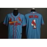 Men's St. Louis Cardinals #4 Yadier Molina Light Blue Team Logo Stitched MLB Cool Base Nike Jersey