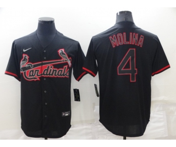 Men's St Louis Cardinals #4 Yadier Molina Lights Out Black Fashion Stitched MLB Cool Base Nike Jersey