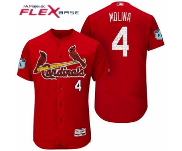 Men's St. Louis Cardinals #4 Yadier Molina Red 2017 Spring Training Stitched MLB Majestic Flex Base Jersey