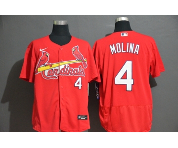 Men's St. Louis Cardinals #4 Yadier Molina Red Stitched MLB Flex Base Nike Jersey