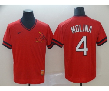 Men's St. Louis Cardinals 4 Yadier Molina Red Throwback Jersey