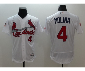 Men's St. Louis Cardinals #4 Yadier Molina White Fashion Stars & Stripes 2016 Flexbase MLB Independence Day Jersey
