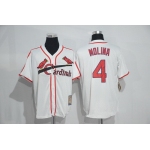 Men's St. Louis Cardinals #4 Yadier Molina White Home Stitched MLB Majestic Cool Base Cooperstown Collection Player Jersey