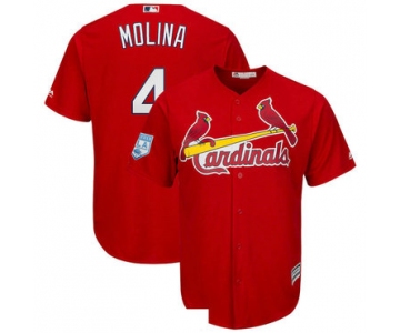 Men's St.Louis Cardinals 4 Yadier Molina Red 2019 Spring Training Cool Base Jersey