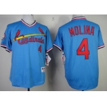 St. Louis Cardinals #4 Yadier Molina 1982 Light Blue Pullover Jersey