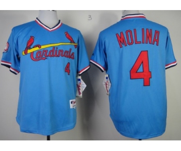 St. Louis Cardinals #4 Yadier Molina 1982 Light Blue Pullover Jersey