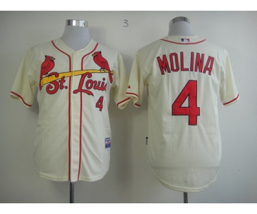 St. Louis Cardinals #4 Yadier Molina Cream Jersey