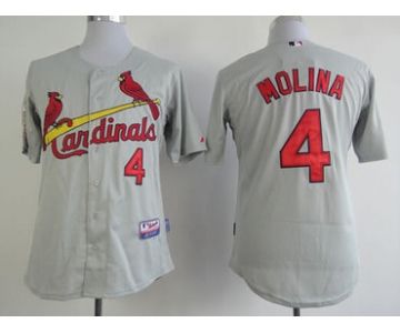 St. Louis Cardinals #4 Yadier Molina Gray Jersey