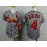 St. Louis Cardinals #4 Yadier Molina Gray Kids Jersey