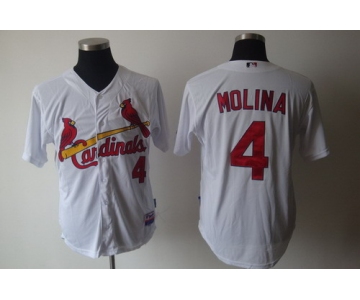 St. Louis Cardinals #4 Yadier Molina White Jersey