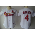 St. Louis Cardinals #4 Yadier Molina White Womens Jersey