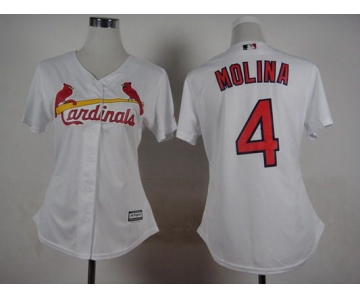 Women's St. Louis Cardinals #4 Yadier Molina White Jersey