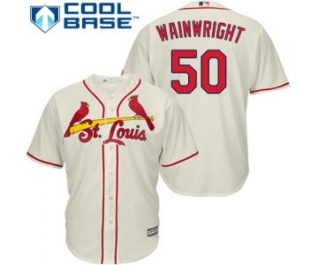 Cardinals #50 Adam Wainwright Cream Cool Base Stitched Youth Baseball Jersey