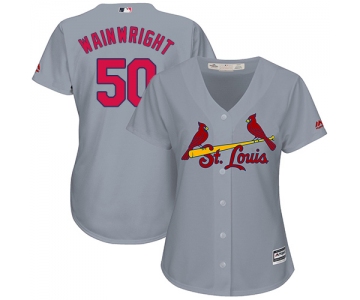 Cardinals #50 Adam Wainwright Grey Road Women's Stitched Baseball Jersey