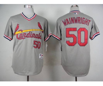 Men's St. Louis Cardinals #50 Adam Wainwright 1978 Gray Pullover Jersey