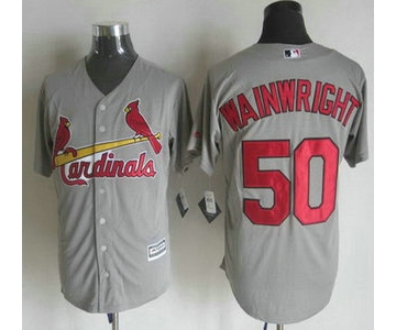 Men's St. Louis Cardinals #50 Adam Wainwright Away Gray 2015 MLB Cool Base Jersey