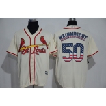 Men's St. Louis Cardinals #50 Adam Wainwright Cream USA Flag Fashion MLB Baseball Jersey
