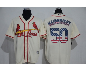 Men's St. Louis Cardinals #50 Adam Wainwright Cream USA Flag Fashion MLB Baseball Jersey