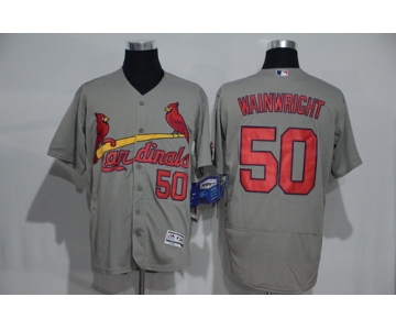 Men's St. Louis Cardinals #50 Adam Wainwright Gray Road 2016 Flexbase Majestic Baseball Jersey