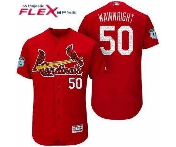 Men's St. Louis Cardinals #50 Adam Wainwright Red 2017 Spring Training Stitched MLB Majestic Flex Base Jersey