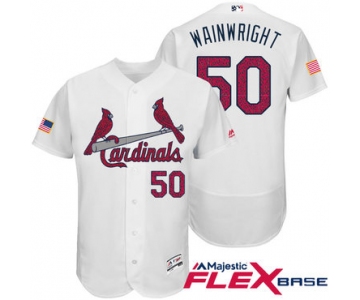 Men's St. Louis Cardinals #50 Adam Wainwright White Stars & Stripes Fashion Independence Day Stitched MLB Majestic Flex Base Jersey