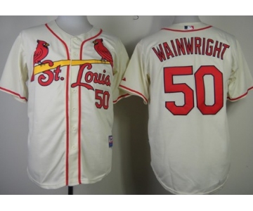 St. Louis Cardinals #50 Adam Wainwright Cream Jersey