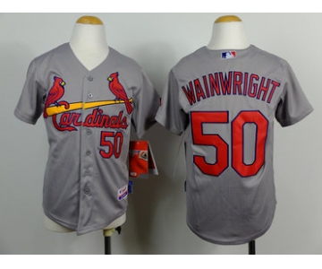 St. Louis Cardinals #50 Adam Wainwright Gray Kids Jersey