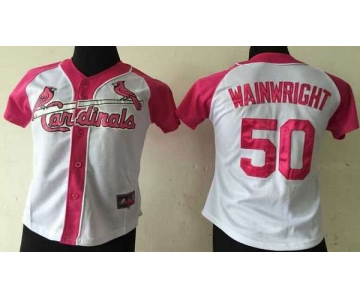 Women's St. Louis Cardinals #50 Adam Wainwright White Fashion Womens By Majestic Athletic Jersey