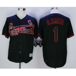 Men's St. Louis Cardinals #1 Ozzie Smith Black New Cool Base Jersey