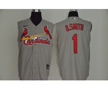 Men's St. Louis Cardinals #1 Ozzie Smith Gray 2020 Cool and Refreshing Sleeveless Fan Stitched MLB Nike Jersey