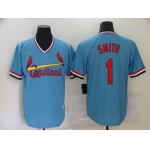 Men's St. Louis Cardinals #1 Ozzie Smith Light Blue Pullover Cooperstown Collection Stitched MLB Nike Jersey