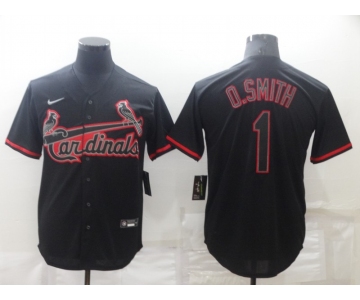 Men's St Louis Cardinals #1 Ozzie Smith Lights Out Black Fashion Stitched MLB Cool Base Nike Jersey