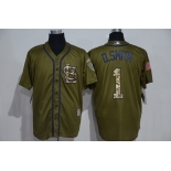 Men's St. Louis Cardinals #1 Ozzie Smith Retired Green Salute to Service Majestic Baseball Jersey