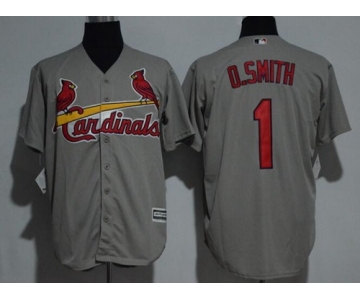 Men's St. Louis Cardinals #1 Ozzie Smith Retired Retired Gray Road Stitched MLB Majestic Cool Base Jersey