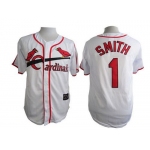 Men's St. Louis Cardinals #1 Ozzie Smith White 75TH Majestic Throwback Jersey
