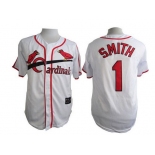 Men's St. Louis Cardinals #1 Ozzie Smith White 75TH Majestic Throwback Jersey