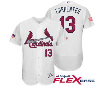 Men's St. Louis Cardinals #13 Matt Carpenter White Stars & Stripes Fashion Independence Day Stitched MLB Majestic Flex Base Jersey