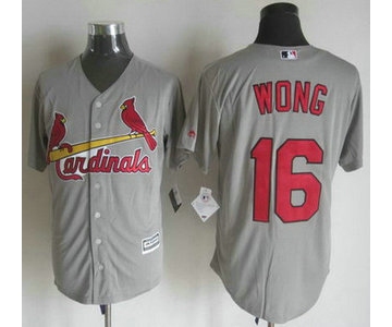 Men's St. Louis Cardinals #16 Kolten Wong Away Gray 2015 MLB Cool Base Jersey