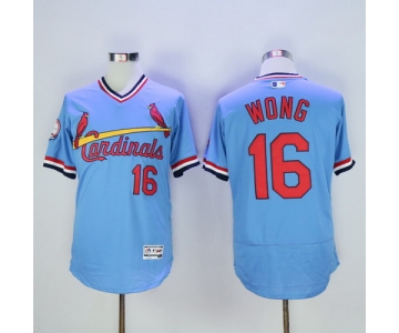 Men's St. Louis Cardinals #16 Kolten Wong Light Blue Pullover 2016 Flexbase Majestic Baseball Jersey