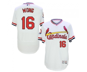 Men's St. Louis Cardinals #16 Kolten Wong White Pullover 2016 Flexbase Majestic Baseball Jersey