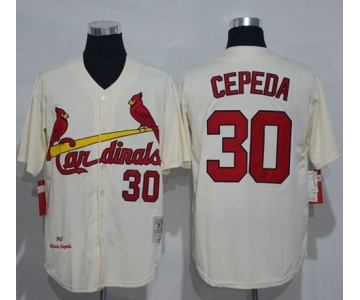 Men's St. Louis Cardinals #30 Orlando Cepeda Cream Stitched 1967 MLB Cooperstown Collection Jersey by Mitchell & Ness