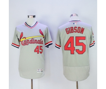 Men's St. Louis Cardinals #45 Bob Gibson Retired Gray Pullover 2016 Flexbase Majestic Baseball Jersey