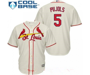 Men's St. Louis Cardinals #5 Albert Pujols Cream Alternate Stitched MLB Majestic Cool Base Jersey